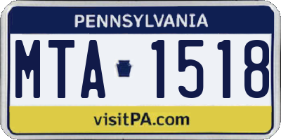 PA license plate MTA1518