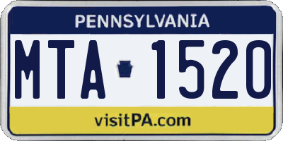 PA license plate MTA1520