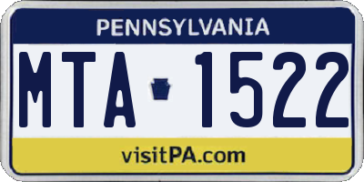 PA license plate MTA1522