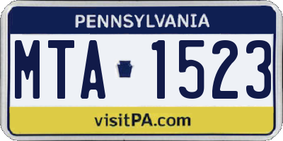 PA license plate MTA1523