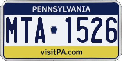 PA license plate MTA1526