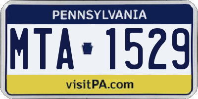 PA license plate MTA1529