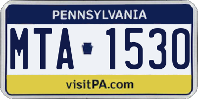 PA license plate MTA1530