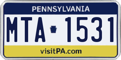PA license plate MTA1531
