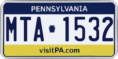PA license plate MTA1532