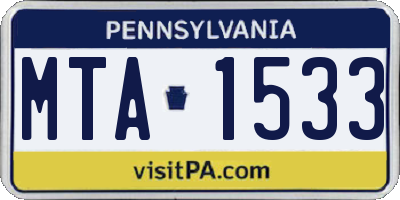 PA license plate MTA1533