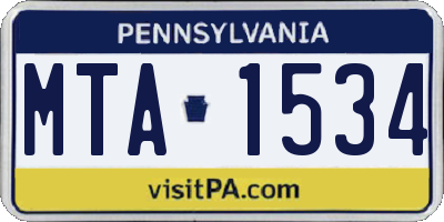PA license plate MTA1534