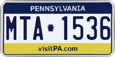 PA license plate MTA1536