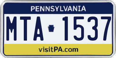 PA license plate MTA1537