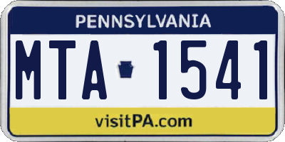 PA license plate MTA1541