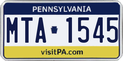 PA license plate MTA1545