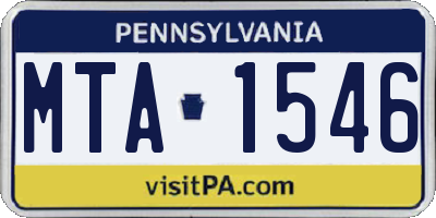 PA license plate MTA1546