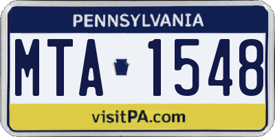 PA license plate MTA1548