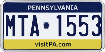 PA license plate MTA1553
