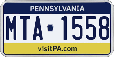 PA license plate MTA1558