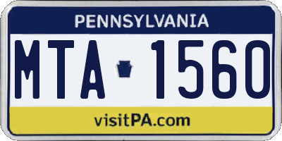 PA license plate MTA1560