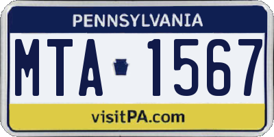 PA license plate MTA1567
