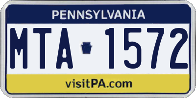 PA license plate MTA1572