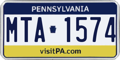 PA license plate MTA1574