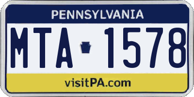 PA license plate MTA1578