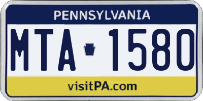 PA license plate MTA1580