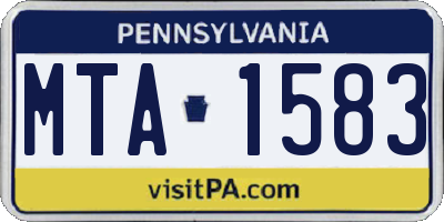 PA license plate MTA1583