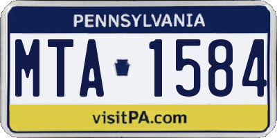 PA license plate MTA1584