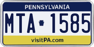 PA license plate MTA1585