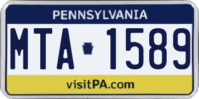 PA license plate MTA1589
