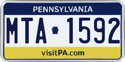 PA license plate MTA1592