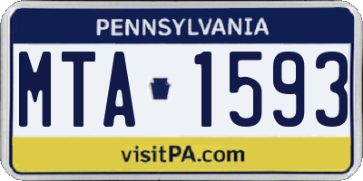 PA license plate MTA1593