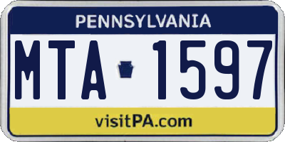 PA license plate MTA1597