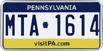 PA license plate MTA1614