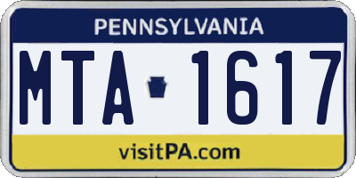 PA license plate MTA1617