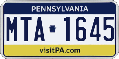 PA license plate MTA1645