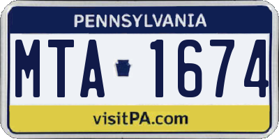 PA license plate MTA1674