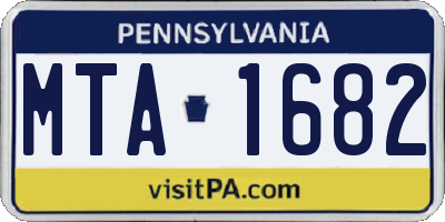 PA license plate MTA1682