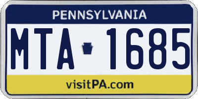 PA license plate MTA1685