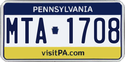 PA license plate MTA1708