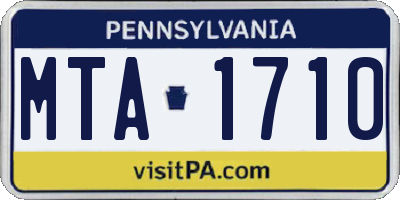 PA license plate MTA1710