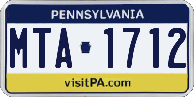 PA license plate MTA1712