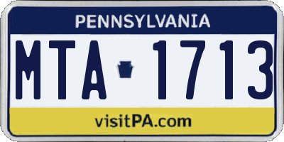 PA license plate MTA1713