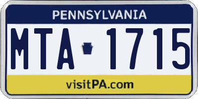 PA license plate MTA1715