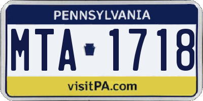PA license plate MTA1718