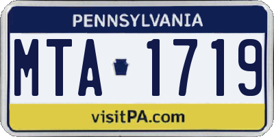PA license plate MTA1719