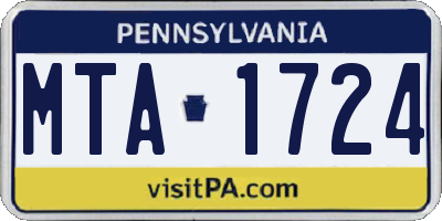 PA license plate MTA1724