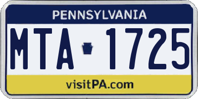 PA license plate MTA1725