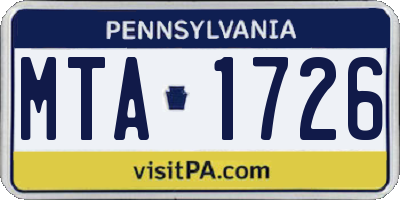 PA license plate MTA1726
