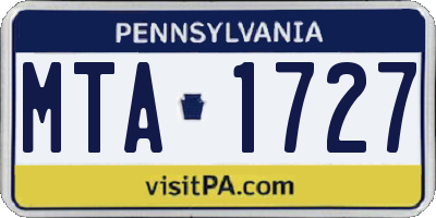 PA license plate MTA1727