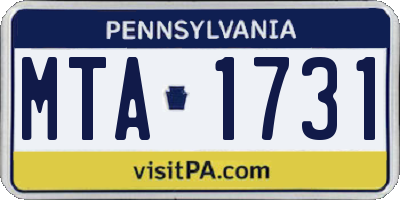 PA license plate MTA1731